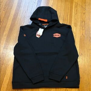 Brunt Men's Black Hoodie with Orange Logo Accent